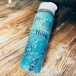 Glitter water bottle beach theme